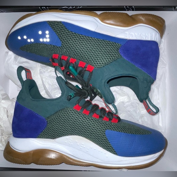 Authentic Versace Cross Chain Reaction Green Sneakers - Picture 4 of 7